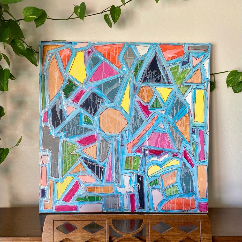HANDMADE Original Abstract Modern Painting | 'shapes 4' by me on canvas